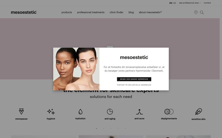 Screenshot of mesoestetic.com