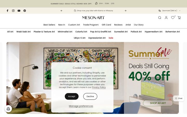 Captură de ecran a mesonart.com