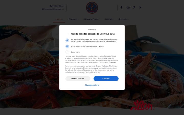 Screenshot of mesonmarinos.com