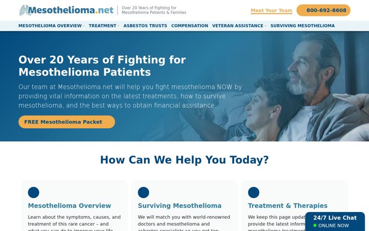 Screenshot von mesothelioma.net