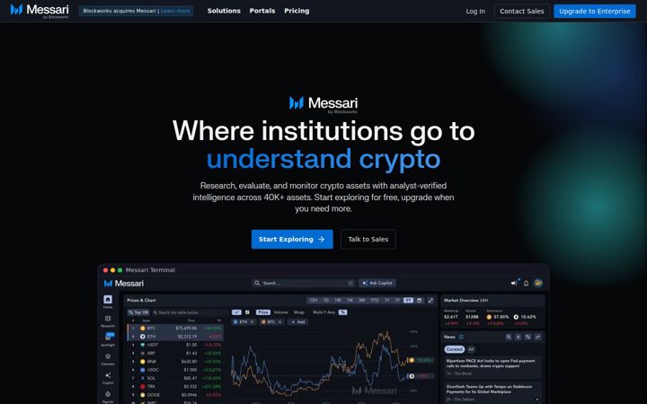 Screenshot di messari.io