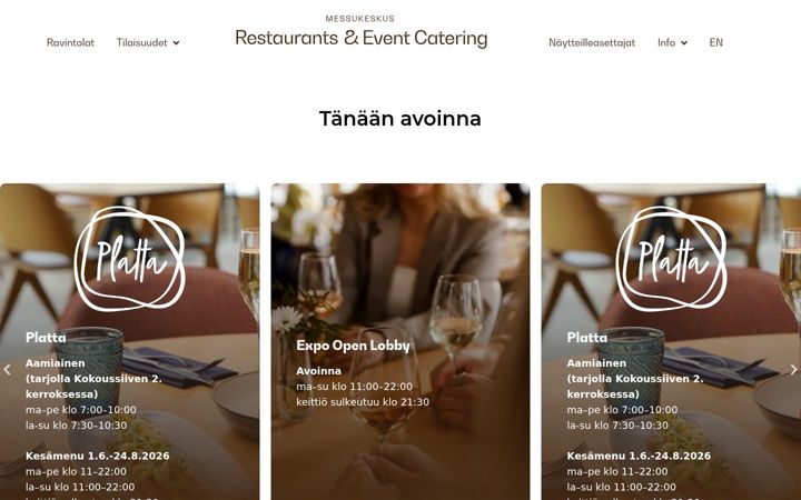 Captura de ecrã de messukeskusrestaurants.fi