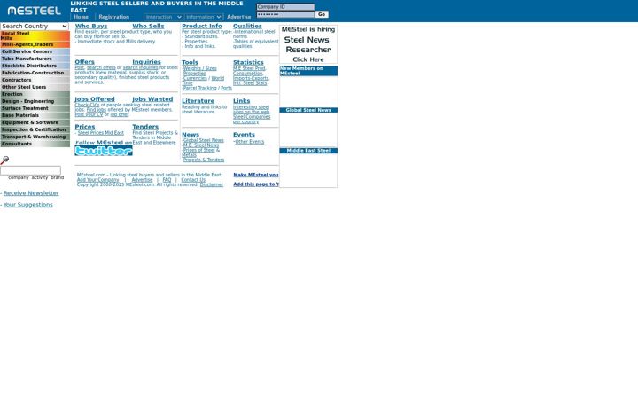 Screenshot of mesteel.com