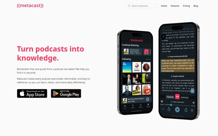 Screenshot of metacast.app