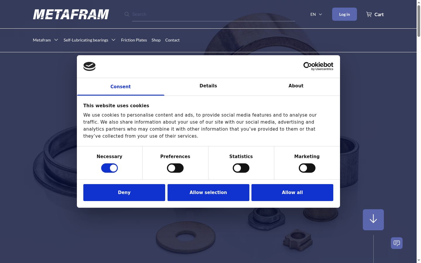 Screenshot del banner di consenso mostrato prima di qualsiasi interazione