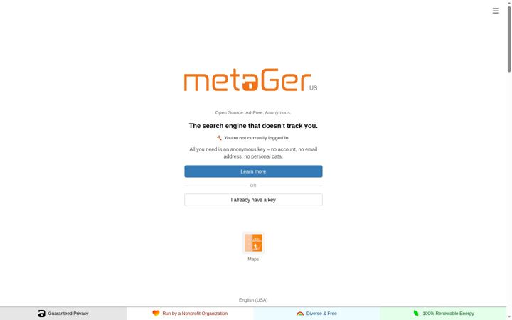 Screenshot of metager.org