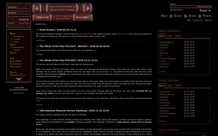 Zrzut ekranu metal-archives.com