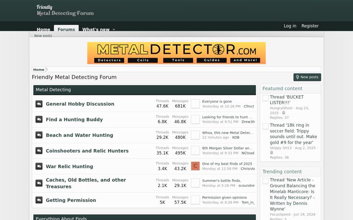 Screenshot of metaldetectingforum.com