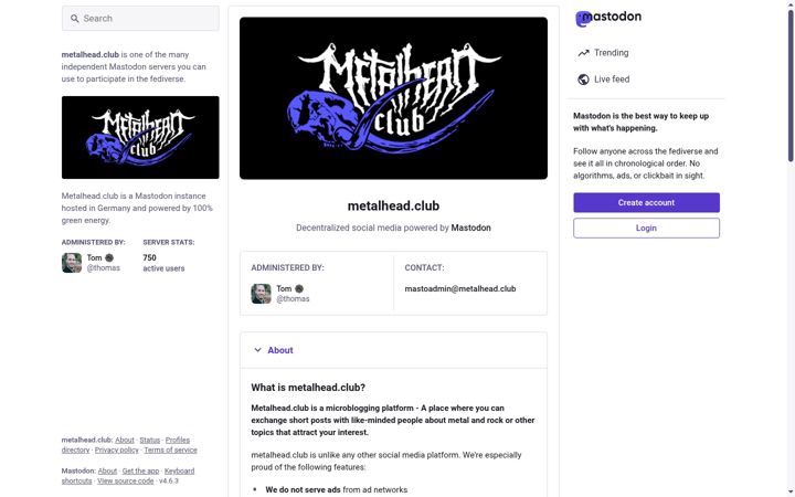 Screenshot of metalhead.club