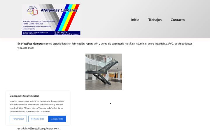 Screenshot of metalicasgalnares.com