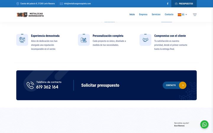 Screenshot of metalicasgorosquieta.com
