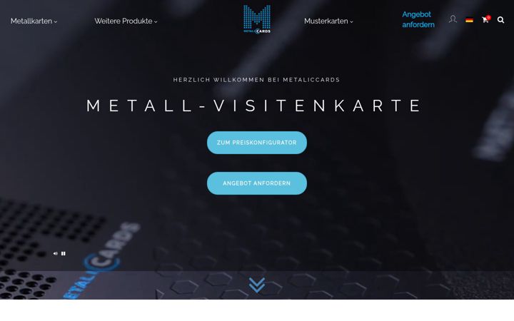 Screenshot of metaliccards.com