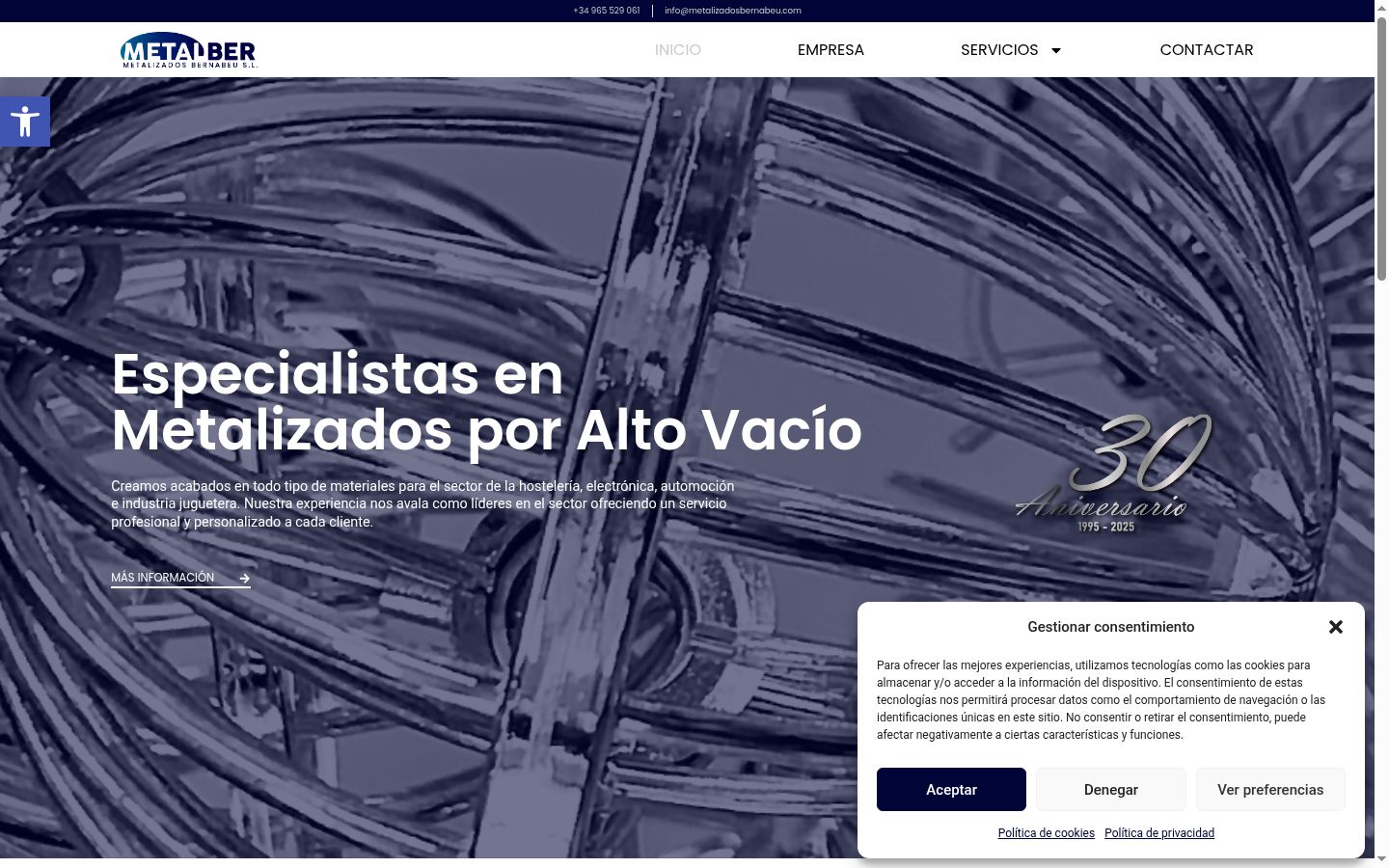 Screenshot del banner di consenso mostrato prima di qualsiasi interazione