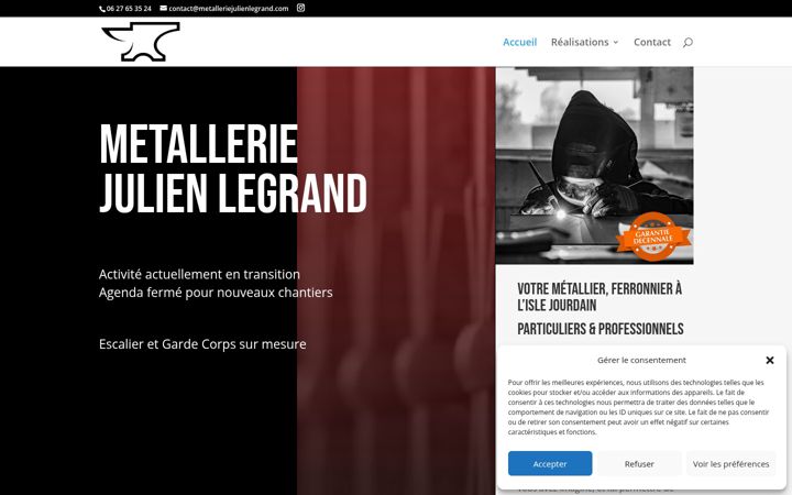 Screenshot of metalleriejulienlegrand.com