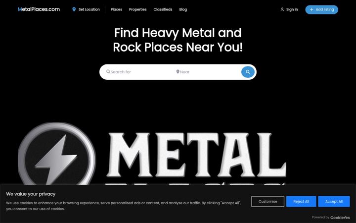 Screenshot of metalplaces.com