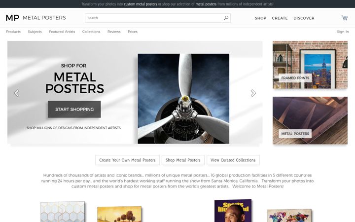 Screenshot of metalposters.com