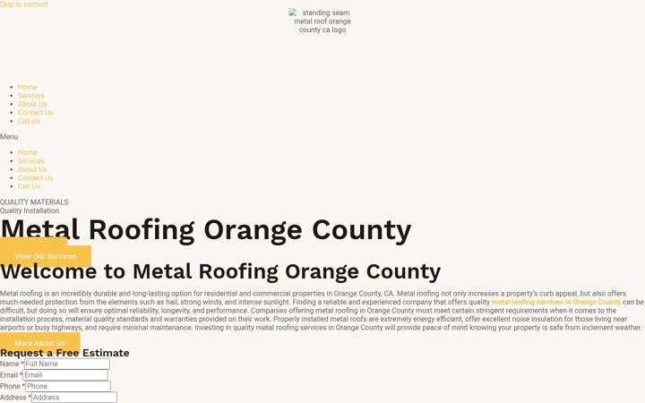 Screenshot of metalroofingorangecounty.com