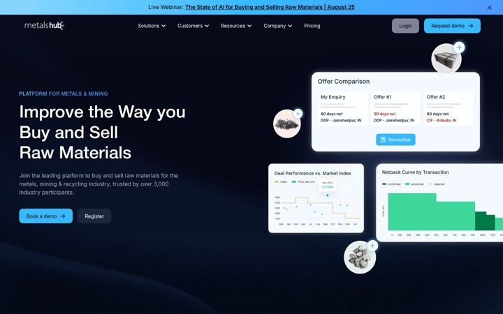 Screenshot of metals-hub.com