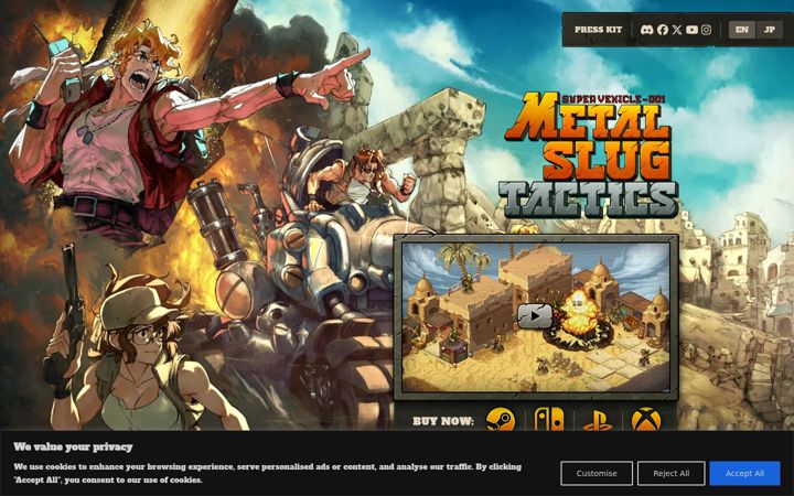 Screenshot of metalslugtactics.com
