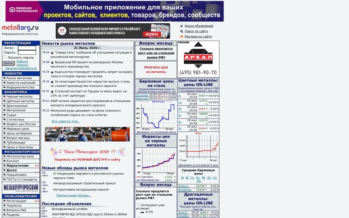 Screenshot of metaltorg.ru