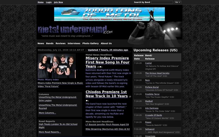 Screenshot of metalunderground.com
