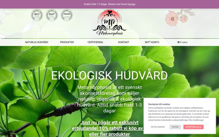 Ekraanipilt saidist metamorphosisskincare.se