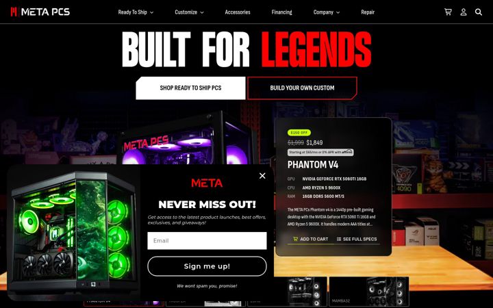 Screenshot von metapcs.com