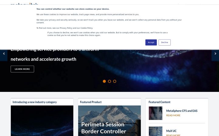 Screenshot of metaswitch.com