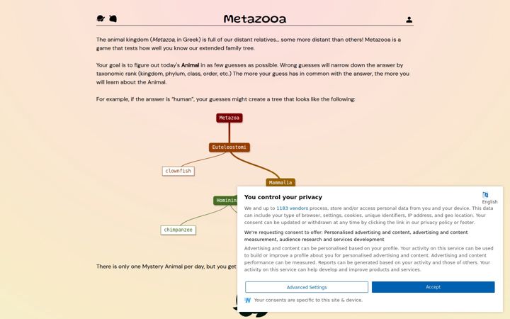 Skärmbild av metazooa.com