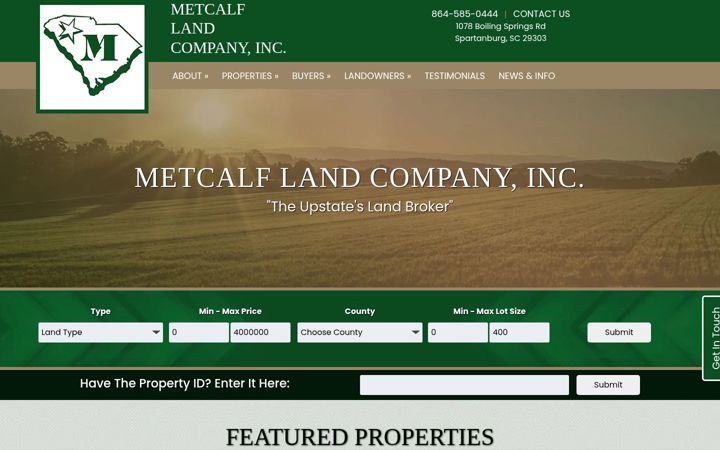 Screenshot of metcalfland.com
