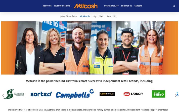 Screenshot of metcash.com