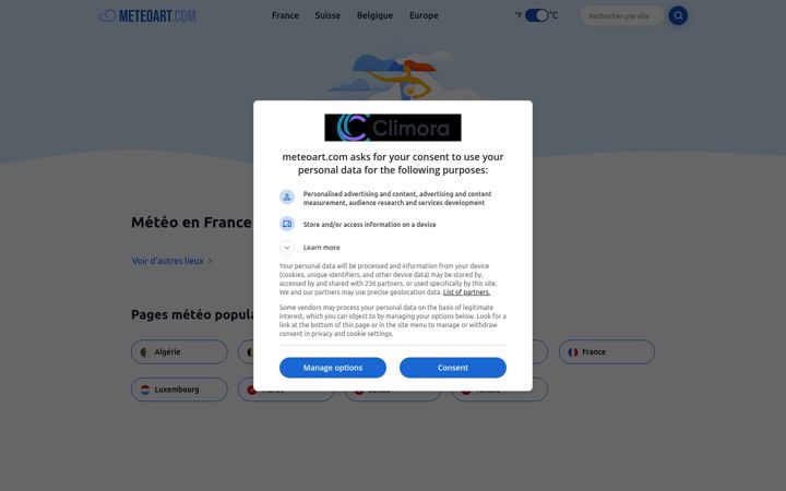 Screenshot of meteoart.com