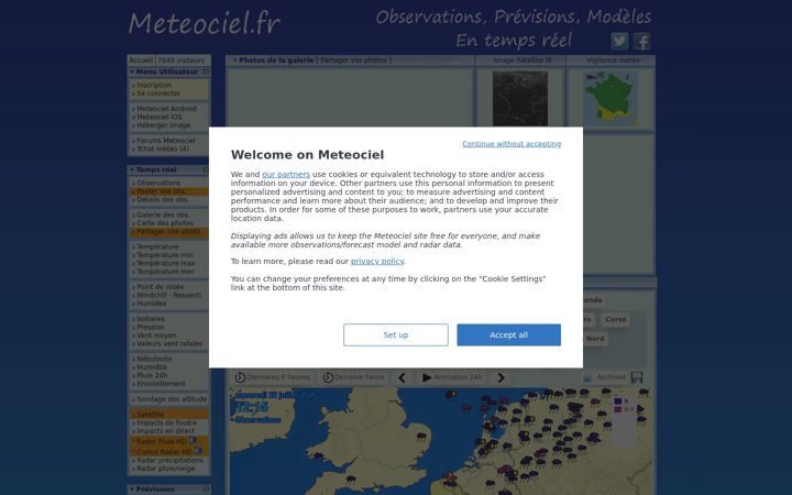 Screenshot of meteociel.com