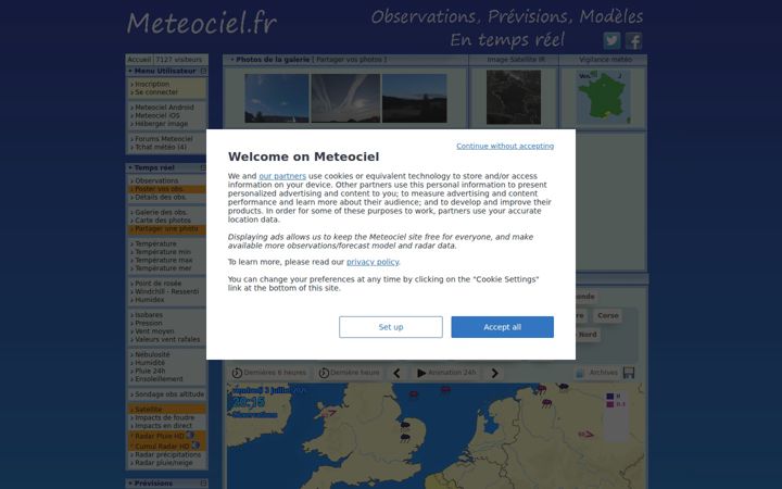 Screenshot di meteociel.fr