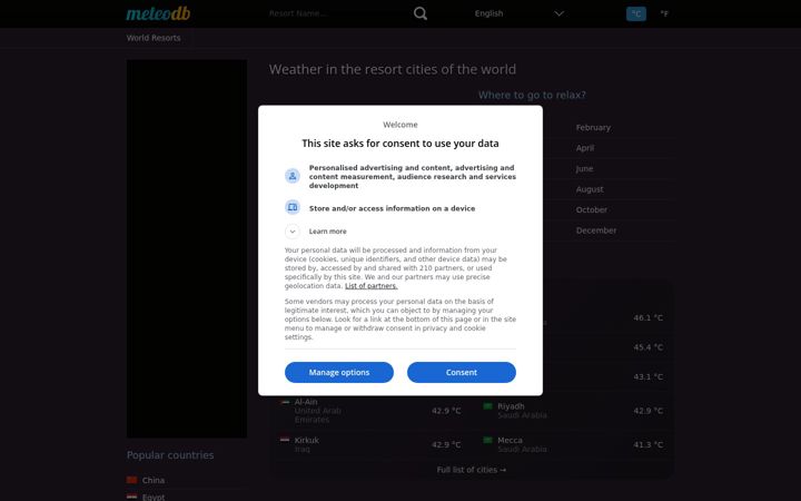 Screenshot of meteodb.com