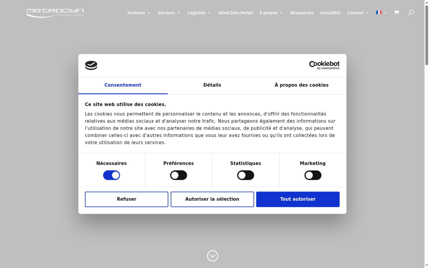 Screenshot van de toestemmingsbanner zoals getoond vóór enige interactie