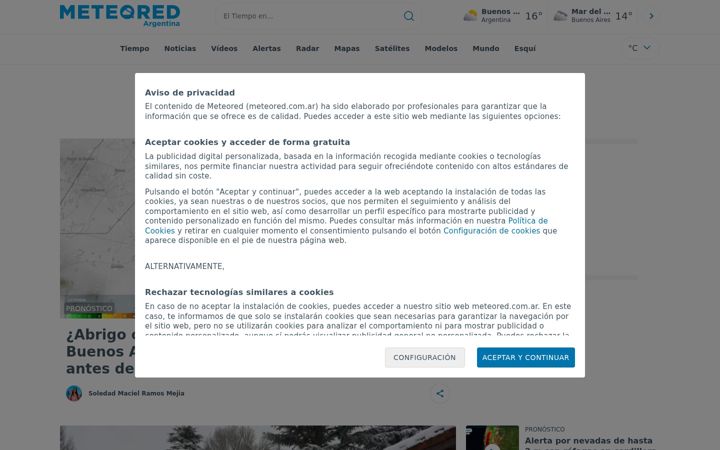 Screenshot του meteored.com.ar