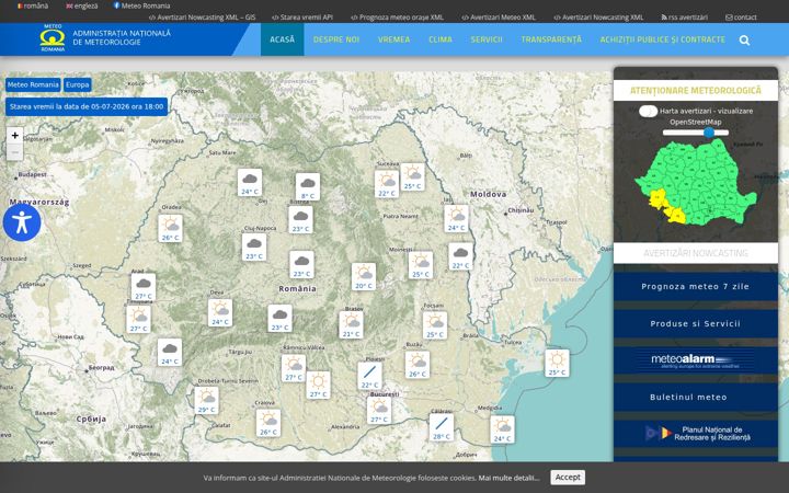 Screenshot of meteoromania.ro