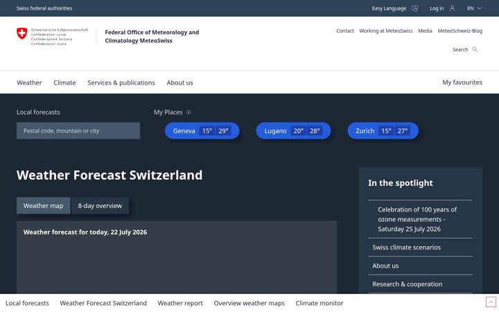 Screenshot of meteoswiss.ch