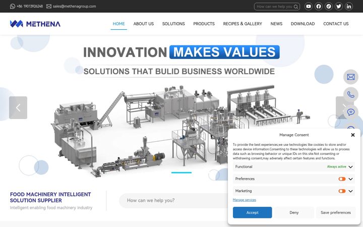 Screenshot of methenamachinery.com