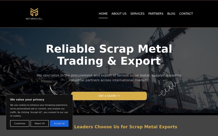 Screenshot of metimpekstrade.com