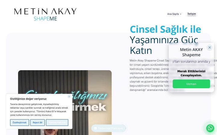 Screenshot of metinakayshapeme.com