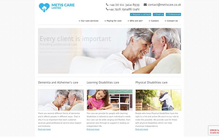 Screenshot of metiscarelimited.com