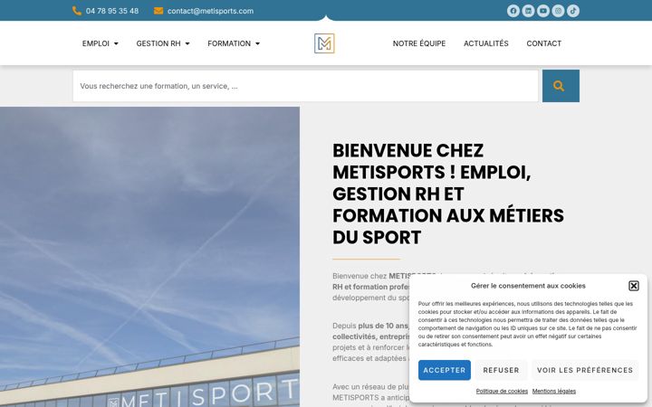 Screenshot of metisports.com
