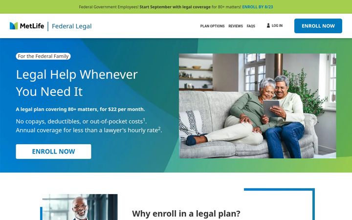Screenshot of metlifefederalbenefits.com