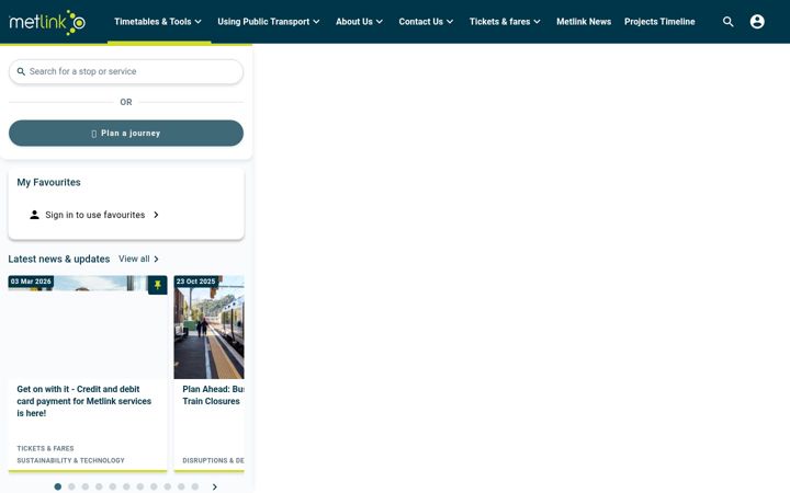 Snímek obrazovky metlink.org.nz