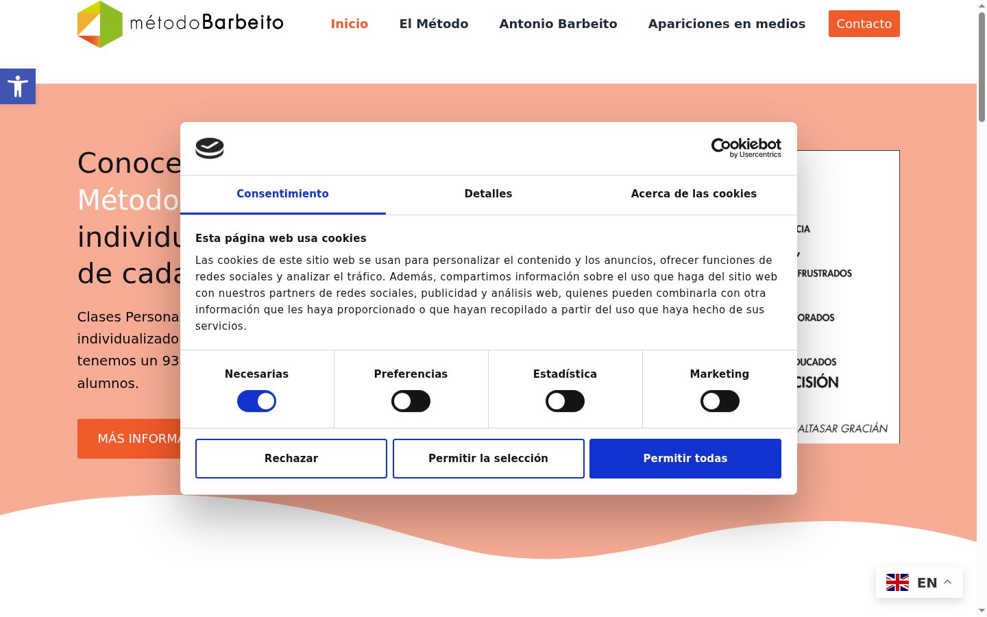 Screenshot del banner di consenso mostrato prima di qualsiasi interazione