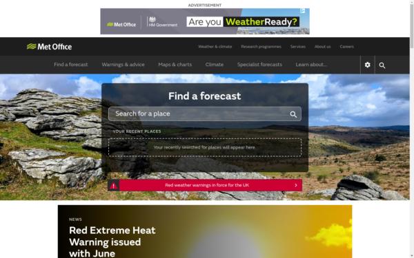 Screenshot of metoffice.gov.uk