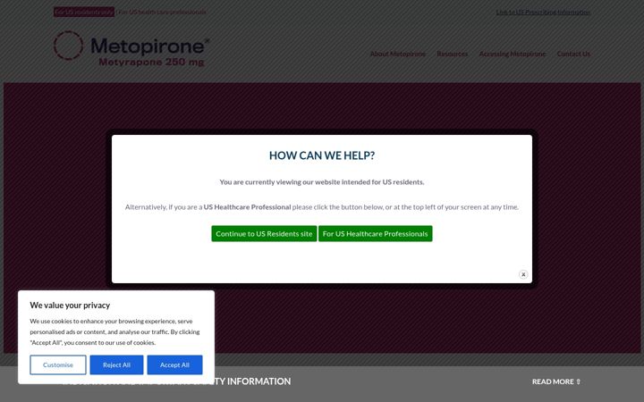 Screenshot of metopirone.com