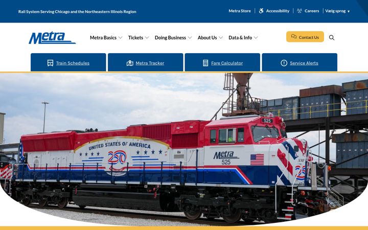 Screenshot of metra.com